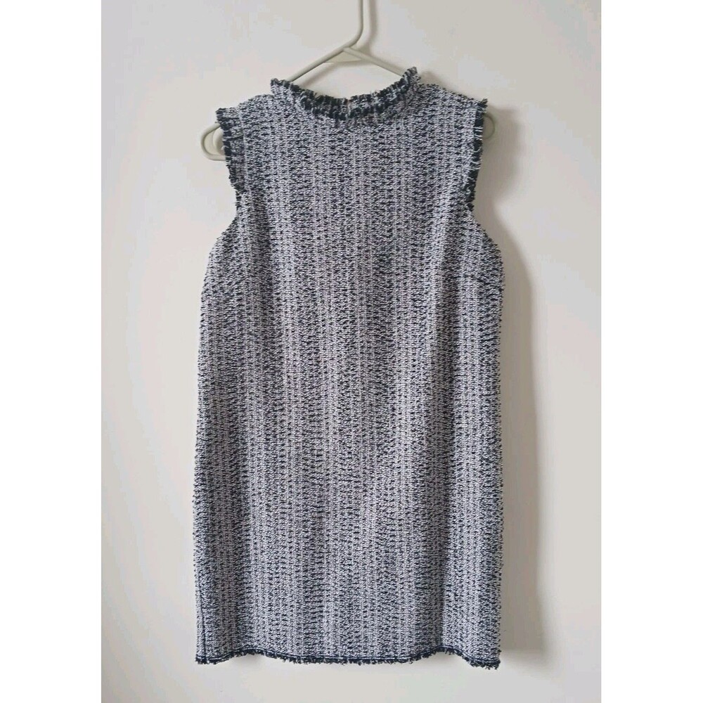 Eri+Ali By Anthropologie Petite Black White Tweed Sleeveless Mini Shift Dress SP